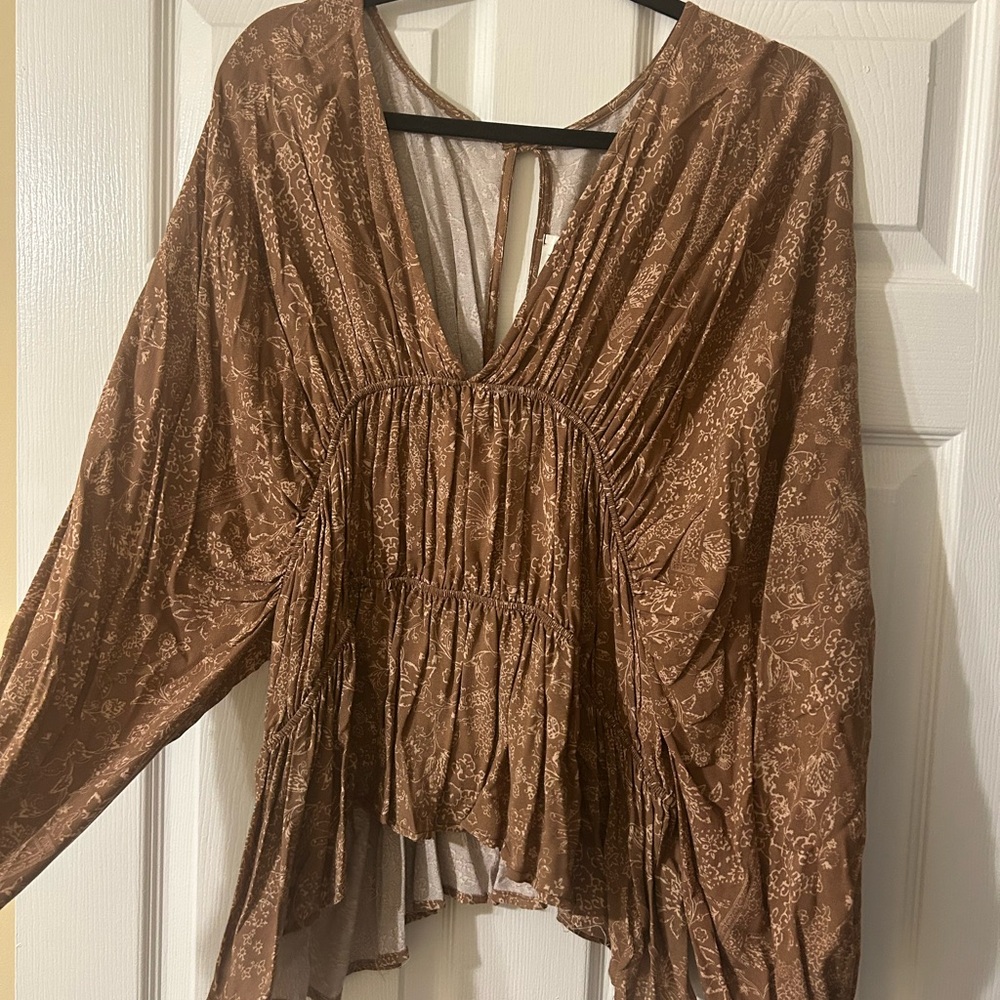 BUCKETLIST Brown Patterned Blouse